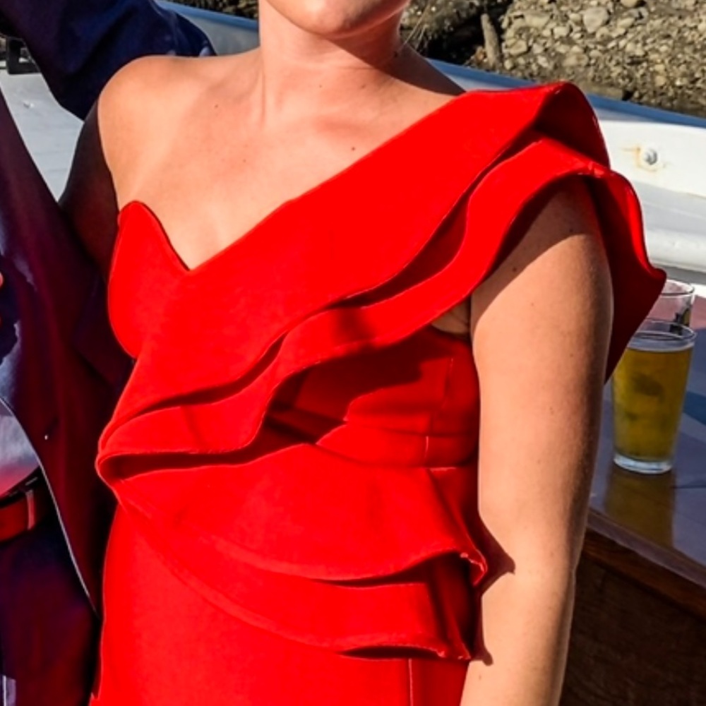 Elegant Red Ruffle Dress - Picture 3 of 3